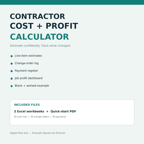 Contractor cost and profit calculator overview