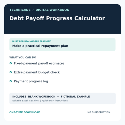 Technicade Debt Payoff Progress Calculator cover